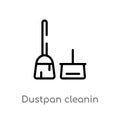 outline dustpan cleanin vector icon. isolated black simple line element illustration from cleaning concept. editable vector stroke Royalty Free Stock Photo