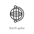 outline earth gobe vector icon. isolated black simple line element illustration from maps and flags concept. editable vector