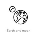 outline earth and moon vector icon. isolated black simple line element illustration from astronomy concept. editable vector stroke Royalty Free Stock Photo