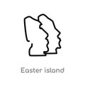 outline easter island vector icon. isolated black simple line element illustration from monuments concept. editable vector stroke Royalty Free Stock Photo