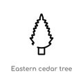 outline eastern cedar tree vector icon. isolated black simple line element illustration from nature concept. editable vector