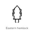 outline eastern hemlock tree vector icon. isolated black simple line element illustration from nature concept. editable vector