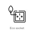 outline eco socket vector icon. isolated black simple line element illustration from nature concept. editable vector stroke eco Royalty Free Stock Photo