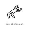 outline ecstatic human vector icon. isolated black simple line element illustration from feelings concept. editable vector stroke