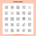 OutLine 25 Editorial Design Icon set. Vector Line Style Design Black Icons Set. Linear pictogram pack. Web and Mobile Business Royalty Free Stock Photo