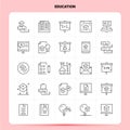 OutLine 25 Education Icon set. Vector Line Style Design Black Icons Set. Linear pictogram pack. Web and Mobile Business ideas Royalty Free Stock Photo