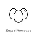 outline eggs sillhouettes vector icon. isolated black simple line element illustration from food concept. editable vector stroke