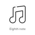 outline eighth note vector icon. isolated black simple line element illustration from music and media concept. editable vector Royalty Free Stock Photo