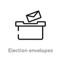 outline election envelopes and box vector icon. isolated black simple line element illustration from political concept. editable