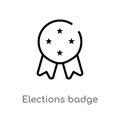 outline elections badge with a star vector icon. isolated black simple line element illustration from political concept. editable