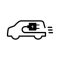 Outline electric car icon isolated flat design vector illustration Royalty Free Stock Photo