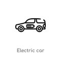 outline electric car vector icon. isolated black simple line element illustration from future technology concept. editable vector Royalty Free Stock Photo