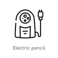 outline electric pencil sharpener vector icon. isolated black simple line element illustration from electronic devices concept. Royalty Free Stock Photo