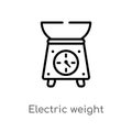 outline electric weight scale vector icon. isolated black simple line element illustration from bistro and restaurant concept. Royalty Free Stock Photo