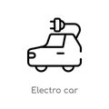 outline electro car vector icon. isolated black simple line element illustration from general-1 concept. editable vector stroke Royalty Free Stock Photo