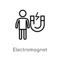 outline electromagnet vector icon. isolated black simple line element illustration from people concept. editable vector stroke Royalty Free Stock Photo