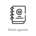 outline email agenda vector icon. isolated black simple line element illustration from technology concept. editable vector stroke