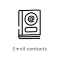 outline email contacts vector icon. isolated black simple line element illustration from business concept. editable vector stroke