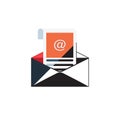 Outline email icon isolated on grey background. Open envelope pictogram. Line mail symbol for website design, mobile application, Royalty Free Stock Photo