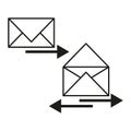 Outline email transfer. Sending message symbol. Digital communication icon. Vector isolated element. Royalty Free Stock Photo