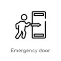 outline emergency door vector icon. isolated black simple line element illustration from signs concept. editable vector stroke Royalty Free Stock Photo