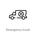 outline emergency truck vector icon. isolated black simple line element illustration from airport terminal concept. editable Royalty Free Stock Photo