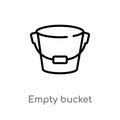 outline empty bucket vector icon. isolated black simple line element illustration from shapes concept. editable vector stroke Royalty Free Stock Photo
