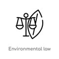 outline environmental law vector icon. isolated black simple line element illustration from law and justice concept. editable Royalty Free Stock Photo