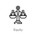 outline equity vector icon. isolated black simple line element illustration from crowdfunding concept. editable vector stroke