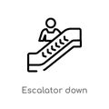 outline escalator down vector icon. isolated black simple line element illustration from accommodation concept. editable vector