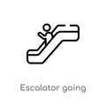 outline escalator going down vector icon. isolated black simple line element illustration from signs concept. editable vector Royalty Free Stock Photo