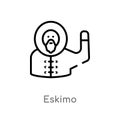 outline eskimo vector icon. isolated black simple line element illustration from smileys concept. editable vector stroke eskimo Royalty Free Stock Photo