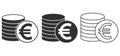 Outline euro coins icon. Money stacked coins icon. Vector illustration