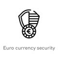 outline euro currency security shield vector icon. isolated black simple line element illustration from security concept. editable