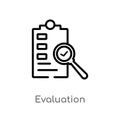 outline evaluation vector icon. isolated black simple line element illustration from artificial intellegence concept. editable