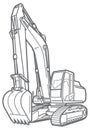 Outline excavator isolated