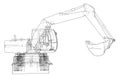 Outline of excavator isolated on white background Royalty Free Stock Photo