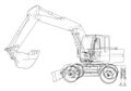 Outline of excavator isolated on white background Royalty Free Stock Photo