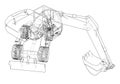 Outline of excavator isolated on white background Royalty Free Stock Photo