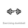 outline exercising dumbbell vector icon. isolated black simple line element illustration from gym and fitness concept. editable