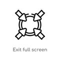 outline exit full screen arrows vector icon. isolated black simple line element illustration from user interface concept. editable
