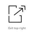 outline exit top right vector icon. isolated black simple line element illustration from arrows concept. editable vector stroke
