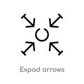 outline expad arrows vector icon. isolated black simple line element illustration from arrows concept. editable vector stroke