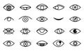 Outline eye icons. Line eye icon, ophthalmology various symbols. Isolated vision elements, health check up or