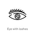 outline eye with lashes vector icon. isolated black simple line element illustration from human body parts concept. editable