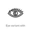 outline eye variant with enlarged pupil vector icon. isolated black simple line element illustration from human body parts concept