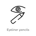 outline eyeliner pencils vector icon. isolated black simple line element illustration from woman clothing concept. editable vector Royalty Free Stock Photo