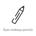 outline eyes makeup pencils vector icon. isolated black simple line element illustration from woman clothing concept. editable Royalty Free Stock Photo