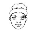 Outline face people. Hand drawn line art illustration. The head of a man, woman, boy, girl in the style of a Doodle, isolated on a