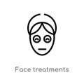 outline face treatments vector icon. isolated black simple line element illustration from user concept. editable vector stroke